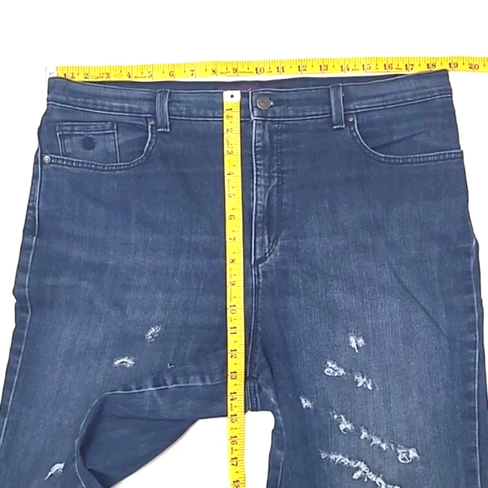 Gloria Vanderbilt Distressed Jeans High Waist Rise Denim Whiskered Straight Leg